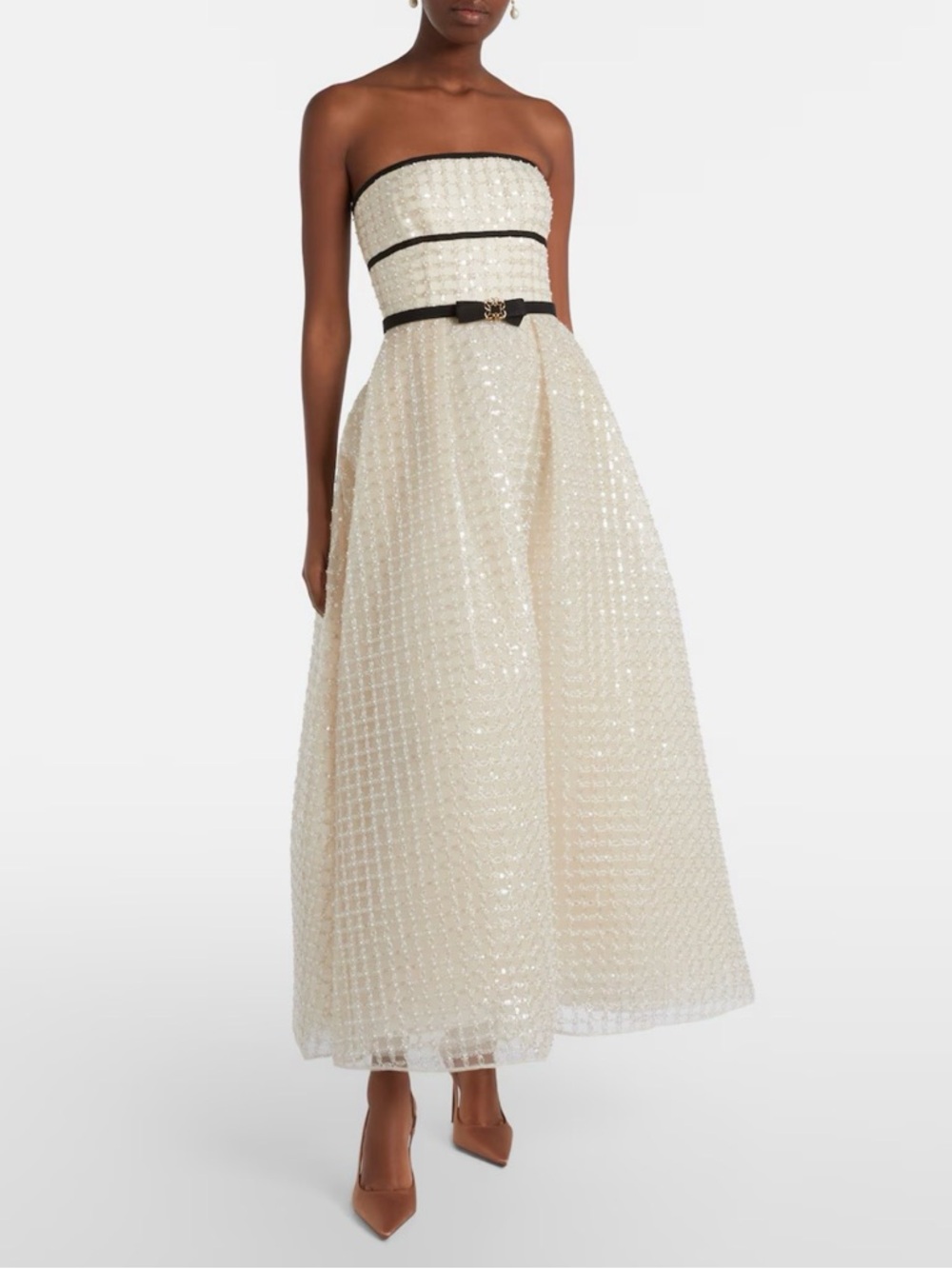 Elie Saab Strapless Pearl Midi Dress - Like New/Size 2 (pls read description!)